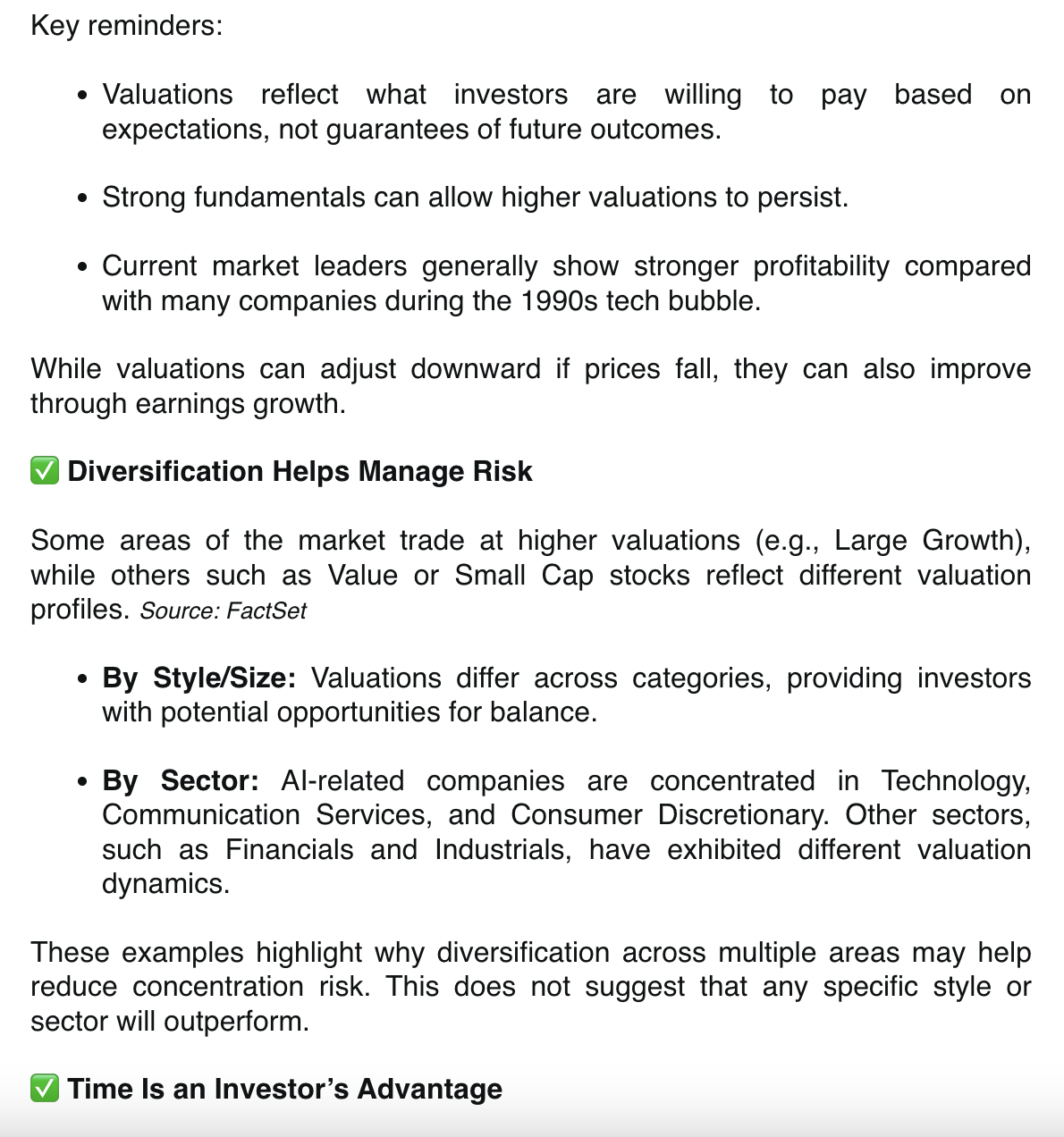 Newsletter content - Diversification and risk management